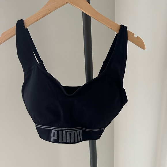 Puma Black Sports Bra with Wide Straps and Logo - Picture 2 of 7